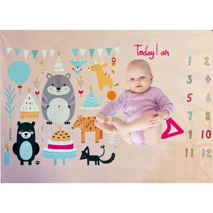 Milestone Декоративно одеяло за снимки Milestone - Рожден ден, 75 х 100 cm, розово (101112) - baby