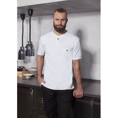 Karlowsky Бяла готварска куртка тип риза с къси ръкави Performance от лека и приятна материя с дишащ гръб (TM5-03)