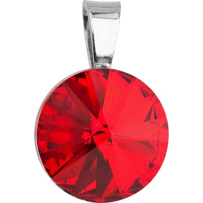 Evolution Group CZ Stříbrný přívěsek s krystaly Swarovski červený kulatý-rivoli 34112.3