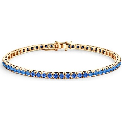 SAVICKI Tenisový náramok žlté zlato z modrými zafírmi 2.360 ct 3 mm 17 cm - SAV-B-TENIS-17CM-30SZ-20K-585-NSZ-Z