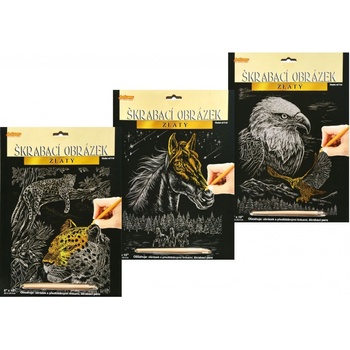 Škrabací obrázok zlatý A4 23x32cm 3 druhy