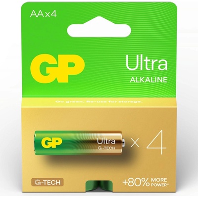 GP Batteries Батерия алкална GP Ultra AA, 1.5V, 4 бр (GPBAULTLR6)