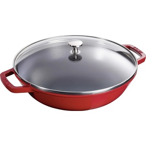 Staub Уок 30 см, със стъклен капак, череша, чугун, Staub (ST1312906)