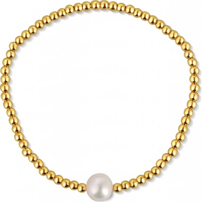 JwL Luxury Pearls pozlátený korálkový náramok s pravou sladkovodnou perlou JL0714