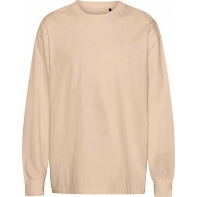 Tiger cotton by Neutral pánské oversize tričko s dlouhými rukávy Kamenová