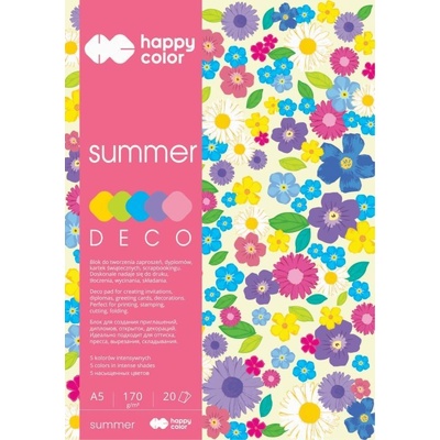Paper Design Barevný papír A5 170g 20l 5barev SUMMER 5ks v bal.