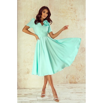 Elizabeth Collection midi šaty s ružami Mentolové
