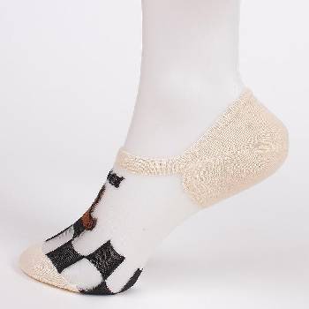 Image 1 of Дамски терлици в бежово и черно с тюл и мече