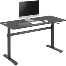 Ergo Office Stůl Sit-stand 140x60cm Ručně výškově nastavitelný kancelářský stůl Černá barva