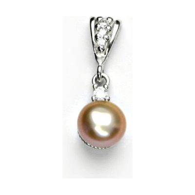 Čištín Zlatý přívěsek, přírodní říční perla růžová, P 1207/2