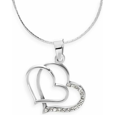 JSB Bijoux Dvojité srdce s křišťálovými kameny Swarovski® (bílý)
