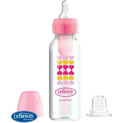 Dr. Brown's DR. BROWN'S Бутилка против колики Options+ тясна 2в1 с накрайник 250 мл розова