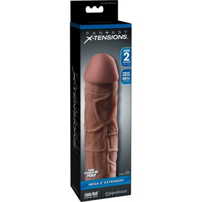 X-Tension Mega 2 - realistický návlek na penis - tmavě přírodní