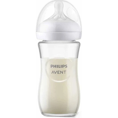 Philips Стъклено шише Philips Avent - Natural Response 3.0, flow 3/среден, 3 м+, 240 ml (SCY933/01)