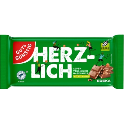 Gut & Günstig Alpská mléčná čokoláda s lískovými ořechy 100 g