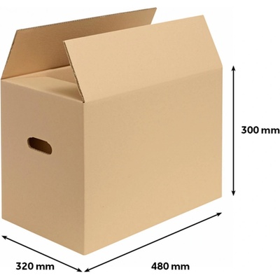 Klopová krabice stěhovací, s vyseknutými otvory pro ruce - 493 x 333 x 325 mm, 1 ks – Zboží Živě
