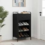 vidaXL Шкаф за обувки 51 x 36, 5 x 93 см Инженерна дървесина Черен дъб (8014010)