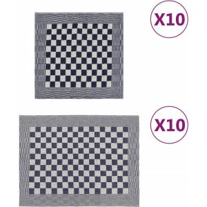vidaXL Комплект кърпи от 20 части, син и бял, памук (136289)