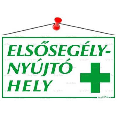 Egyéb Informačná tabuľka, 22,5 × 12,5 cm, „Miesto prvej pomoci“ (LUIN021)