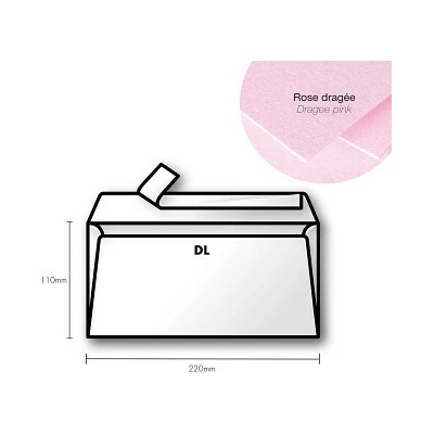 Papírová obálka Pollen DL 110x220mm – Dragee pink