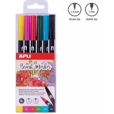 Apli Brush Duo sada fixů 6 ks