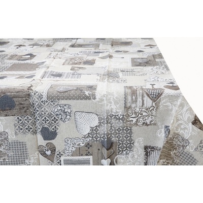Made in Italy Obrus patchwork so šedohnedými srdiečkami 90x90 cm
