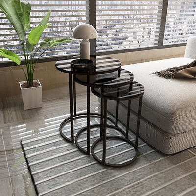 Asir К-кт 3x Странична маса ALYA Ø 34/42/50 см черен (AS1555)