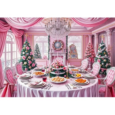 Bluebird Puzzle - Puzzle Christmas Feast in Pink - 1 000 piese