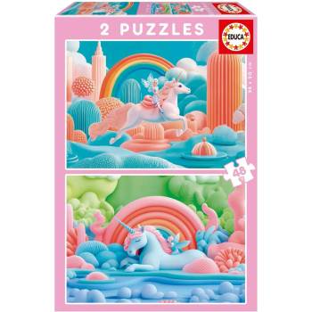 Educa - Puzzle 2x48 Magic Unicorns - 40 - 99 piese