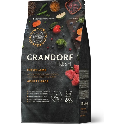 Grandorf Grain Free Fresh Lamb Adult Large - Беззърнена храна за големи породи котки с прясно агнешко (2 кг / 8 кг)