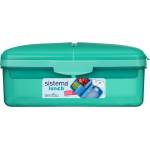 Holmes Products (Europe) Limited Sistema Lunch Quaddie кутия за закуски 1.5 л с 3 отделения на панти в капака и бутилка за пиене, ментов цвят