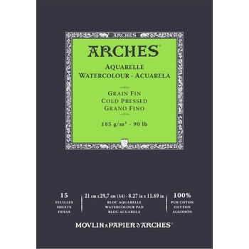 ARCHES Watercolour Cold Pressed Pad Natural White Скицник 15 29, 7 x 21 cm 185 g (A1795218)