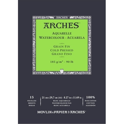ARCHES Watercolour Cold Pressed Pad Natural White Скицник 15 29, 7 x 21 cm 185 g (A1795218)