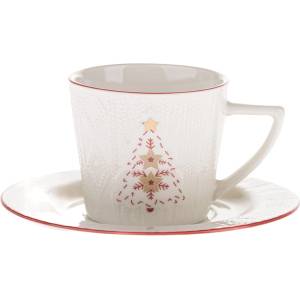 Dakls Бяла порцеланова чаша с коледен мотив 110 ml Xmas Tree - Dakls (SAL6142)
