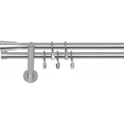 Dekodum Dvouřadá moderní garnýž Walec Basic 19 mm matný chrom 180 cm
