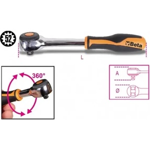 Beta Тресчотка реверсивна на 1/2" с въртяща се дръжка, 920/58-1/2", Beta Tools (009200926)