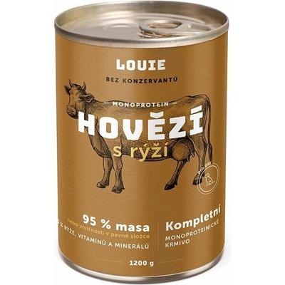 Louie Dog Hovädzie a bravčové s ryžou 1200 g