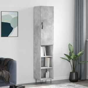 vidaXL Висок шкаф, бетонно сив, 34, 5x34x180 см, инженерно дърво (3199013)