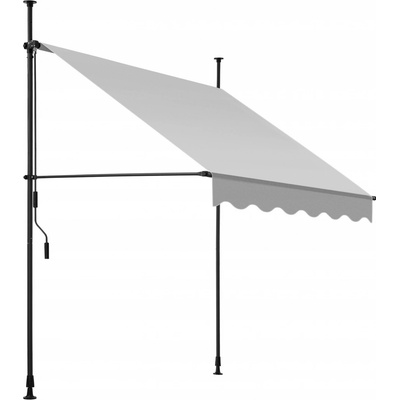 Tectake Upínací markýza s ruční klikou, výškově nastavitelná 150 x 180 cm, světle šedá