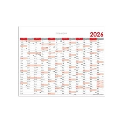 Nástěnný Plánovací mapa CZ 100 x 63 cm červená 2026