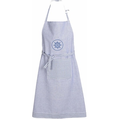 Forbyt Kuchyňská zástěra Káro a kruh modrá 70x90 cm