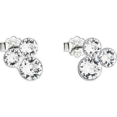 Evolution Group strieborné náušnice pecka s kryštálmi Swarovski biele okrúhle 31272.1