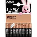 Duracell Батерии алкални Duracell LR03/MN2400, ААA, 1.5 V, 8 бр. в опаковка