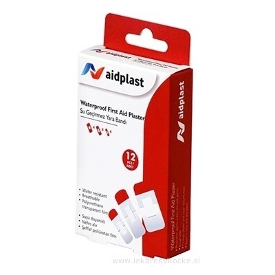 Victoreks Health Products Ltd. Aidplast Voděodolná náplast (různé tvary) 12 náplastí