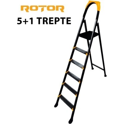 ROTOR Сгъваема метална стълба rotor - домакинска, стабилна, 3+1 до 6+1 стъпала 5+1 (15242)