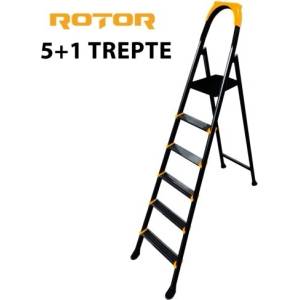ROTOR Сгъваема метална стълба rotor - домакинска, стабилна, 3+1 до 6+1 стъпала 5+1 (15242)