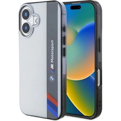 BMW Калъф BMW Motosport IML Vertical Stripe iPhone 16 - сив