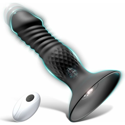SuperLove Powerful Thrusting Anal Vibrator with Suction Cup & Remote Black – Zboží Mobilmania