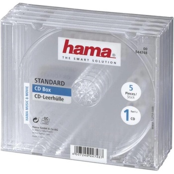 Hama Кутийка за CD/DVD HAMA Jewel Case, прозрачен, 5 бр. в пакет (44748)