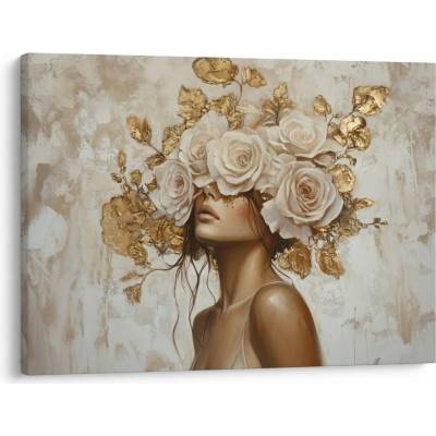 Obraz - Dívka s růžemi, jednodílný 70x50 cm